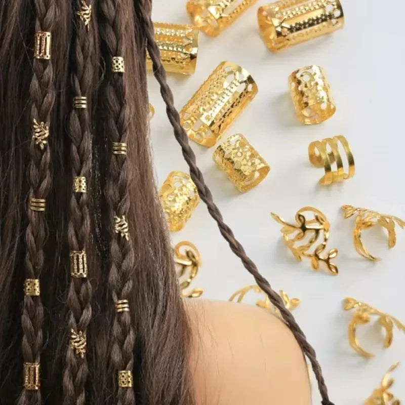 40pcs Alloy Dreadlock Hair Ring Loc Hair Jewelry for Braids for Women Girls Braid Hair Clips Western Style  Accessories