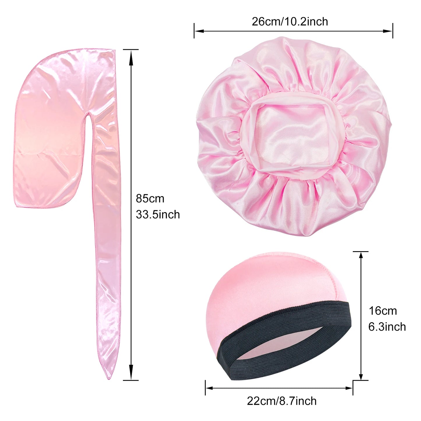 3pcs New Kids Girls Boys Satin Night Sleep Cap Children's Waves Cap Headwear Hair Accessories Turban Headwear Bonnet Wholesale