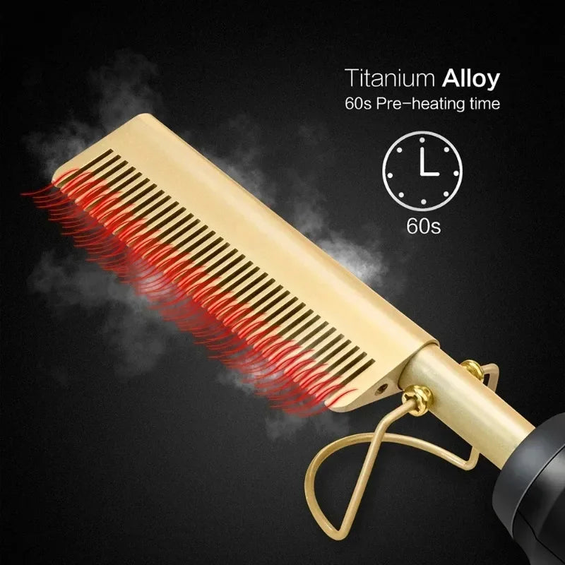 Electric Hot Heating Comb Hair Straightener Curler Flat Irons Wet Dry Hair Iron Straightening Brush Hair Styling Tools