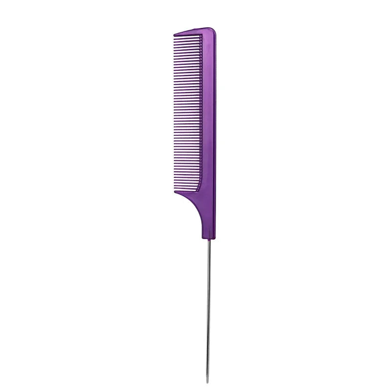 Solid Color Steel Needle Pointed Tail Comb Styling Comb Heat Resistant Anti-Static Tail Curved Parting Comb Barber Accessories