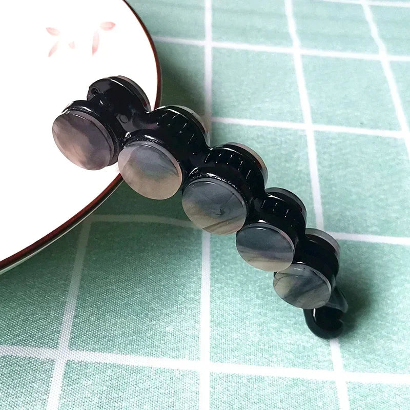 Simple Marble Pattern Banana Clip Elegant Women Acetate Leopard Ponytail Holder Hair Clip Casual Tortoiseshell Large Hairpin