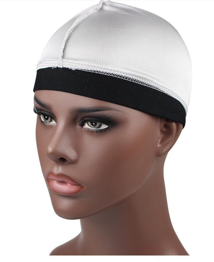 Silky Dome Cap For Making Wigs Men Satin Elastic Band Bandanas Bottom Cap Spandex Cooling Cap Silk Based Beanie Bonnet  Wave Cap