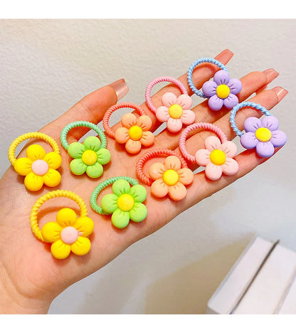 30pcs Children's Hair Circles Small Size Girl Cute Flower Non Harmful High Elastic Headband Baby Tied Little Jiujiu Rub
