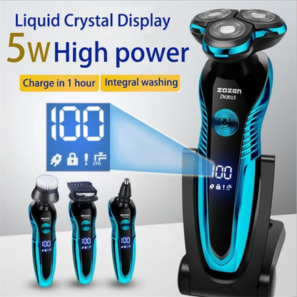 ZOZEN Electric Shaver Washable Rechargeable Electric Razor Shaving Machine for Men Body Hair Beard Trimmer Wet-Dry Use Washable