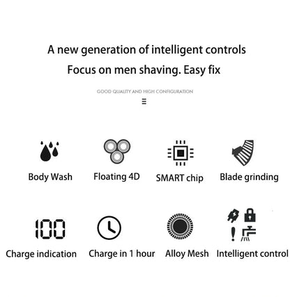 ZOZEN Electric Shaver Washable Rechargeable Electric Razor Shaving Machine for Men Body Hair Beard Trimmer Wet-Dry Use Washable