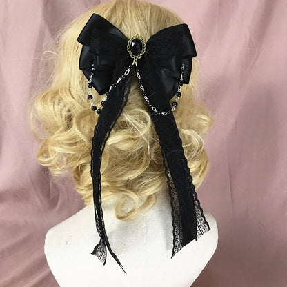 Lolita Lace Bow Ribbon Hair Clip Cute Hairpins Headdress Headband Hair Accessories Women Girls Hair Ornament