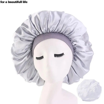 1pc New Fashion Women Satin Night Sleep Cap Hair Bonnet Hat Silk Head Cover Wide Elastic Band