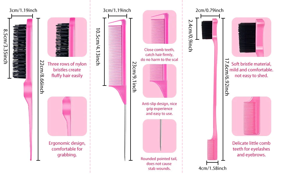 Rose & Black Castor Oil for Hair Growth Edge Control Wax Set No Flaking Black Hair Edge Styling Gel Smoother Braid Bonnet