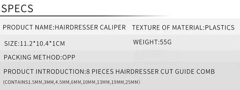 8Pcs/Set Professional Hair Cutting Guide Comb Clipper Limit Comb Trimmer Cutting Styling Tools Attachment Compatible 1.5mm-25mm