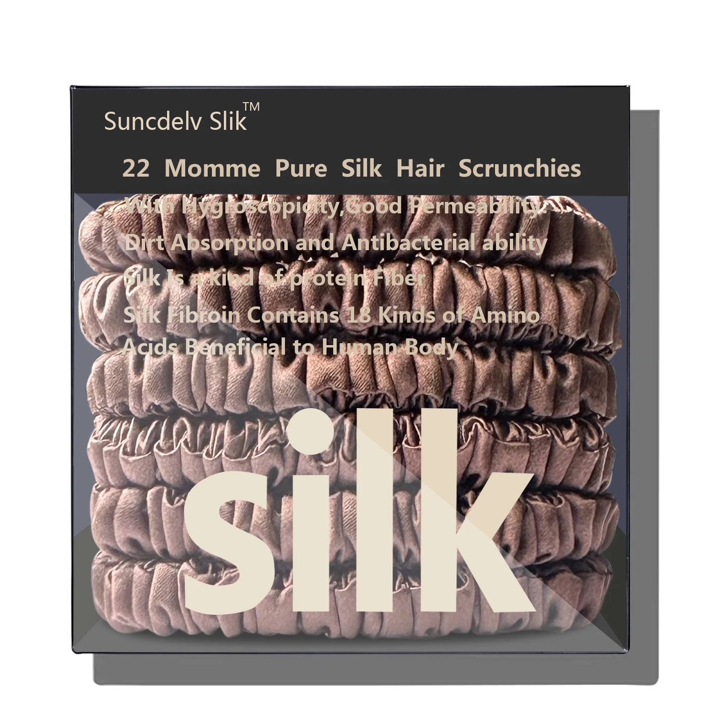 100% Pure Mulberry 6A Silk Hair Scrunchie Handmade Hairbands Women Girl Hair Accessories Pure Color Natural HairTies Box 6PCS