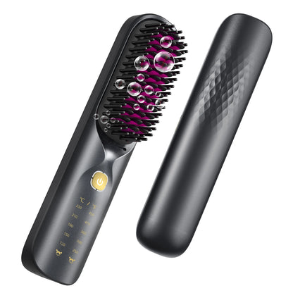 Cordless Hair Straightener Portable Brush 30s Fast Heating 10000mAh Rechargeable 300 Million Negative Ions Straightening Comb