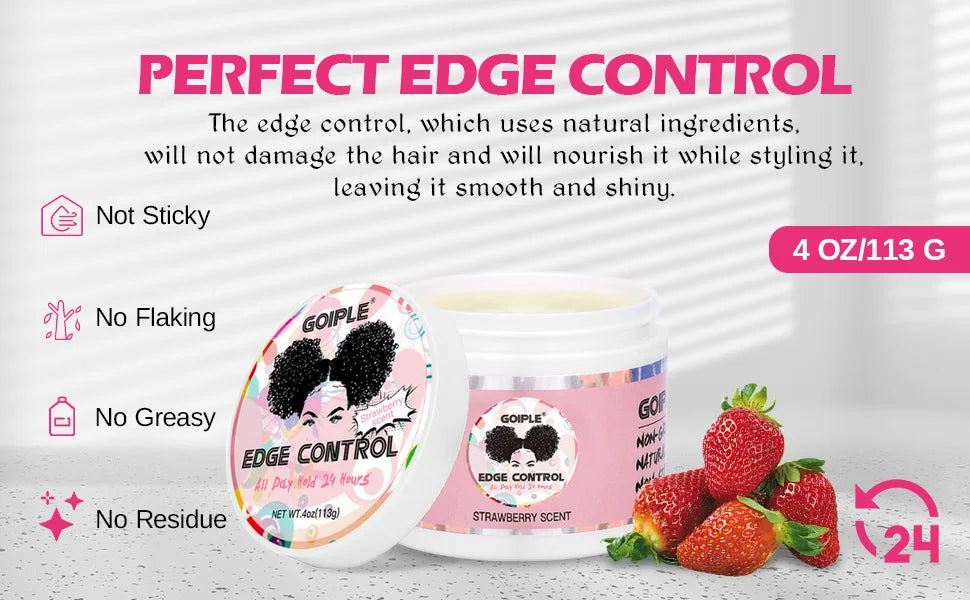 Rose & Black Castor Oil for Hair Growth Edge Control Wax Set No Flaking Black Hair Edge Styling Gel Smoother Braid Bonnet