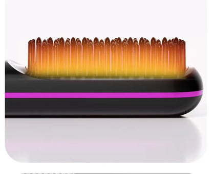 LCD Straight Hair Comb Portable Travel Hair Straightener Anti-Scald Heated Styling Brush USB Charging Cordless Hair Straightener