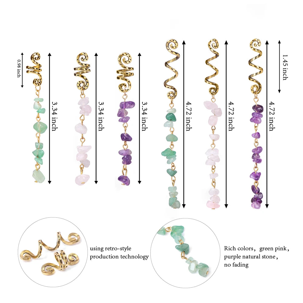 3pcs/set Crystal Hair Jewelry For Women Hexagonal Column Butterfly Charm Dreadlock Headwear Dangle Dreadlock Hair Accessories