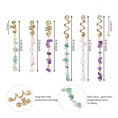 3pcs/set Crystal Hair Jewelry For Women Hexagonal Column Butterfly Charm Dreadlock Headwear Dangle Dreadlock Hair Accessories