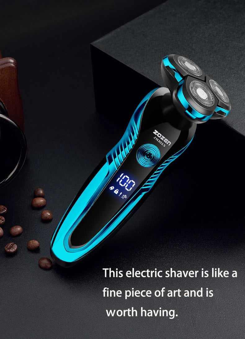 ZOZEN Electric Shaver Washable Rechargeable Electric Razor Shaving Machine for Men Body Hair Beard Trimmer Wet-Dry Use Washable