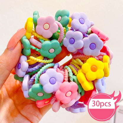 30pcs Children's Hair Circles Small Size Girl Cute Flower Non Harmful High Elastic Headband Baby Tied Little Jiujiu Rub