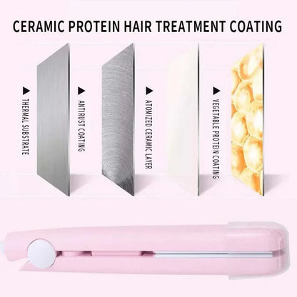 Mini Hair Straightener Clipboard Small Power Plug Curling Hair Straight Hair Girls Air Bangs Portable Hair Straightener