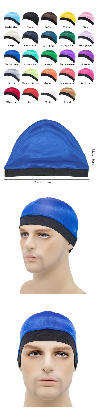 Satin Elastic Breathable Turban Hat Hair Headwear Bonnets Hats for Fedoras Beanie for Adult Dome Wave Cap