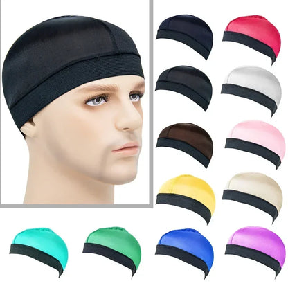 Satin Elastic Breathable Turban Hat Hair Headwear Bonnets Hats for Fedoras Beanie for Adult Dome Wave Cap