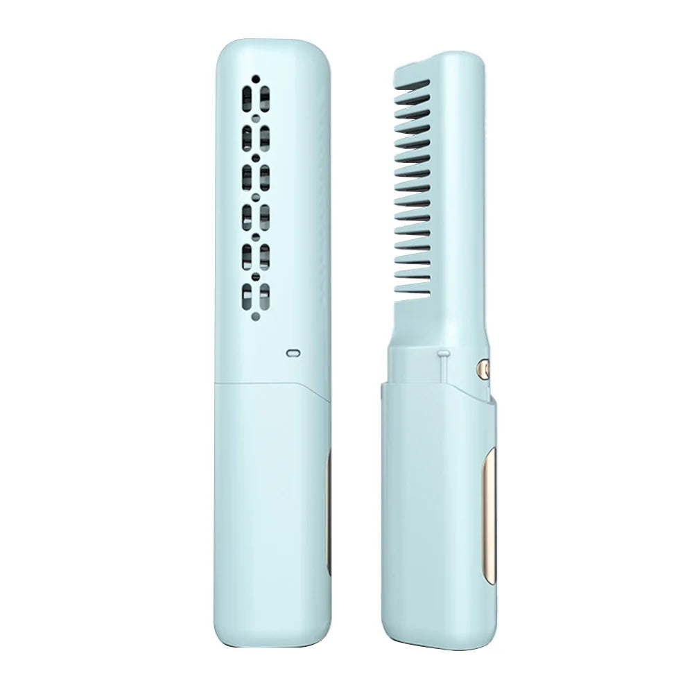 2-in-1 Wireless Hair Hot Comb Portable Mini Type-C Rechargeable Hair Straightener Fast Heating Hair Straightening Styling Tool