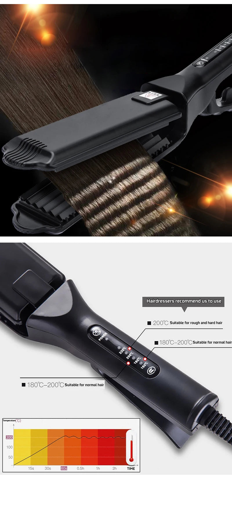 Professional Hair Curler Comb Curling Iron Wand Ceramic Corrugated Wave Corn Irons Wave Curler Iron Corrugation Plate Clip