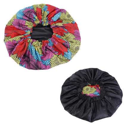 Extra Large Satin Lined Bonnet Women Big Size Beauty Print Satin Silk Bonnet Sleep Night Cap Head Cover Bonnet Hat Wholesale