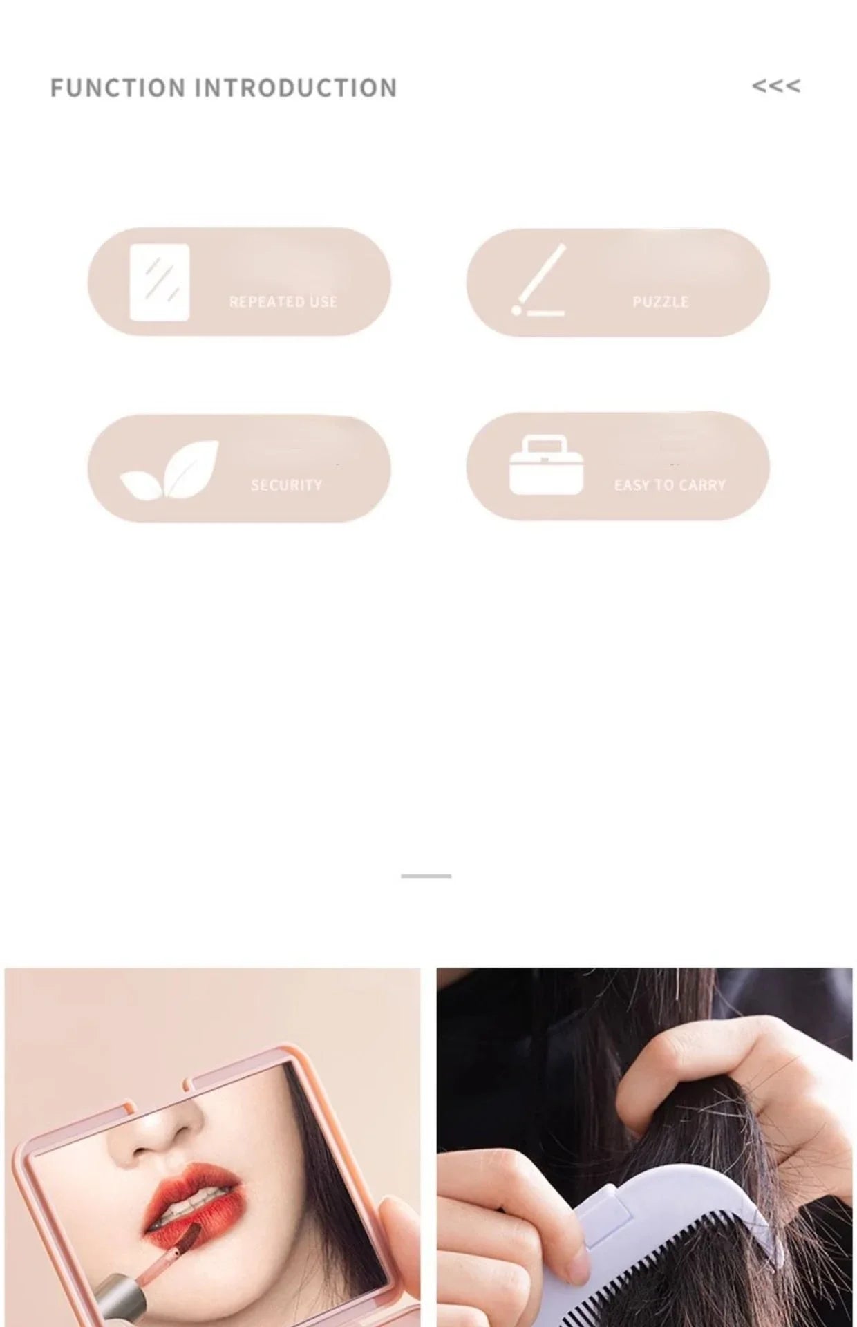 Cute Cartoon Small Comb with Mirror Portable Mini Pocket Comb Outdoor Traveling Hairdressing Comb Personal Hair Styling Tools