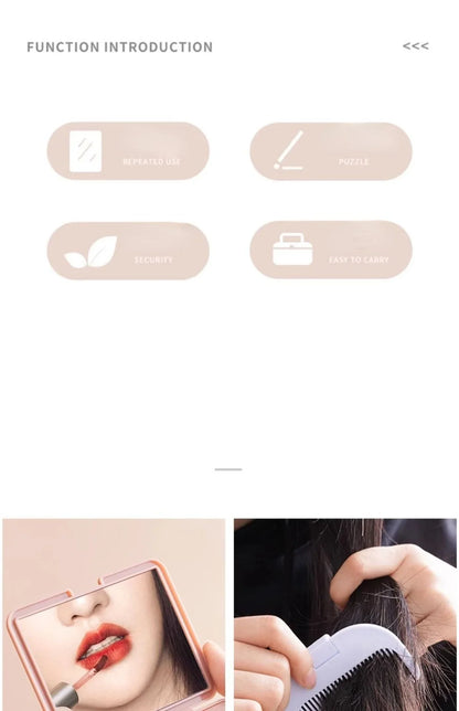 Cute Cartoon Small Comb with Mirror Portable Mini Pocket Comb Outdoor Traveling Hairdressing Comb Personal Hair Styling Tools