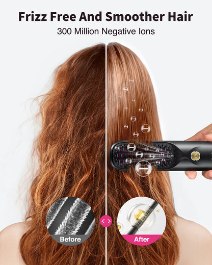 Cordless Hair Straightener Brush 450°F Adjustable Temp 30s Fast Heating 10000mAh Travel Wireless Straightening Comb Adult Kids