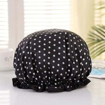 4 Pieces Shower Cap for Women Satin Waterproof, Shower Cap for Women Waterproof, Elastic and Reusable Double Layered Shower Caps