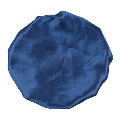 Women's Satin Solid Bonnets Wide-brimmed Night Sleeping Bathing Hat Unisex Head Wrap Elastic Band Cap Hair Care Bonnet