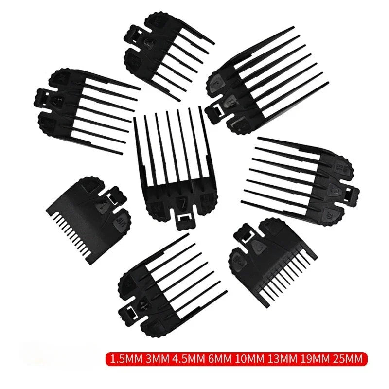 8Pcs/Set Professional Hair Cutting Guide Comb Clipper Limit Comb Trimmer Cutting Styling Tools Attachment Compatible 1.5mm-25mm