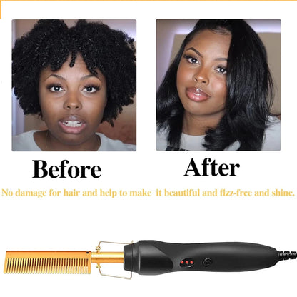 GOIPLE Electrical Heat Hair Straightener Hot Pressing Brush Styling Tool for Lace Front Wig Glue Hair Wax Stick Melting Spray
