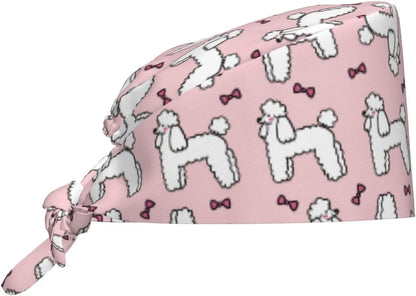 Japanese Wave Cherry Blossoms Working Cap Scrub Cap with Sweatband Adjustable Unisex Women Tie Back Hat Nurse  Caps