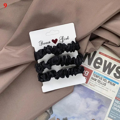 3Pcs/set Silk Satin Scrunchies Women Solid Color Hair Rope Elegant Ponytail Holder Rubber Band Elastic Hairband Hair Accessories