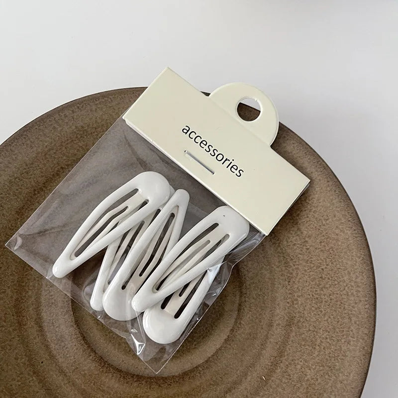 5Pcs/Set Waterdrop Shape Hair Clip Solid Color Bangs Clip Milk Coffee BB Hairpins Handmade Kids Girls Side Clip Hair Accessories