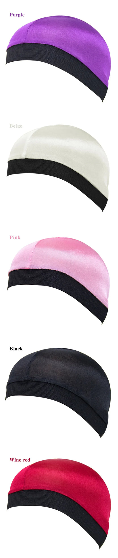 Satin Elastic Breathable Turban Hat Hair Headwear Bonnets Hats for Fedoras Beanie for Adult Dome Wave Cap