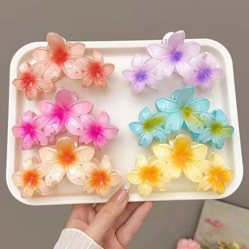 New Candy Color Flower Hair Claw Clips for Women Sweet Large Gradient Shark Clip Hair Claw Crab Clamp Barrettes Hair Accessories