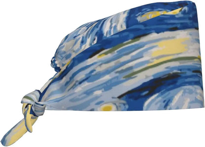 Japanese Wave Working Cap Scrub Cap with Sweatband Adjustable Unisex Women Tie Back Hat Nurse  Caps