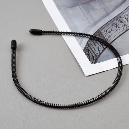 Unisex Black Elastic Non Slip Simple Metal Headbands For Men Women Wavy Hairband Spring Hair Hoop Fashion Hair Accessories