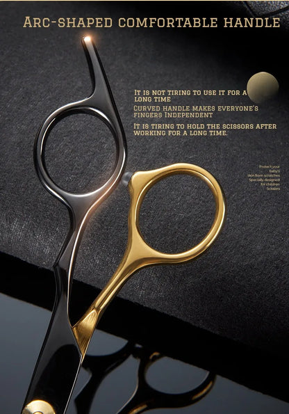 Professional Hair Cutting Scissors, Home Hair Cutting Barber/Salon Thinning Shears, Stainless Steel Hairdressing Black Golden