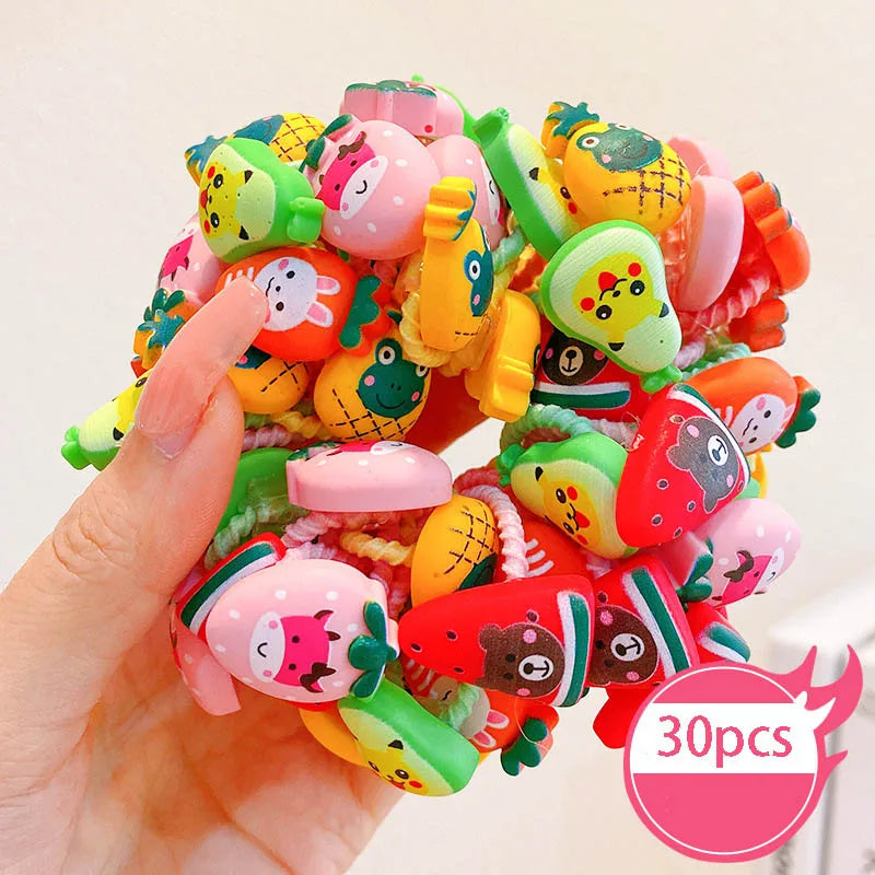 30pcs Children's Hair Circles Small Size Girl Cute Flower Non Harmful High Elastic Headband Baby Tied Little Jiujiu Rub