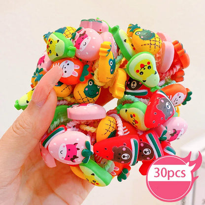 30pcs Children's Hair Circles Small Size Girl Cute Flower Non Harmful High Elastic Headband Baby Tied Little Jiujiu Rub