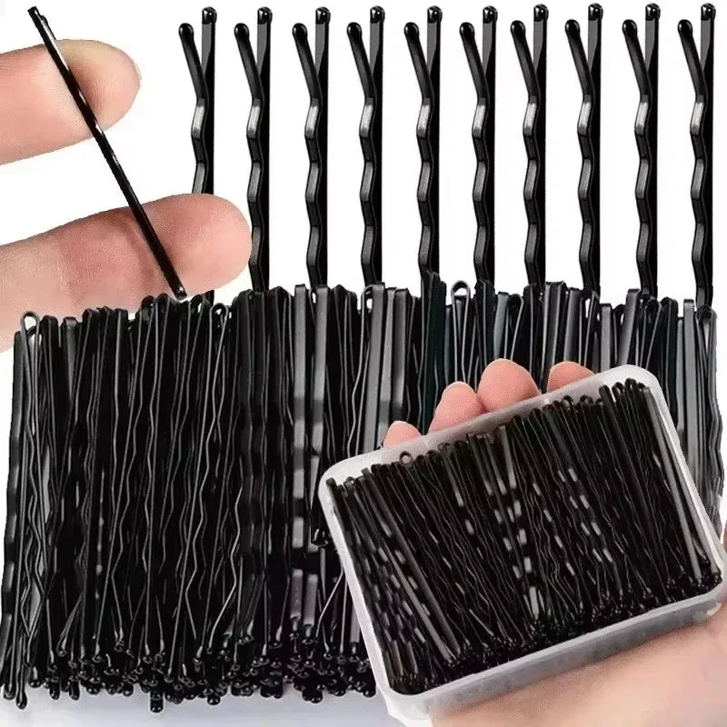 60/600pcs Black Straight Line Hair Clip U-shaped Needle Lady Hairpins Curly Wavy Grips Women Bobby Pins Styling Hair Accessories