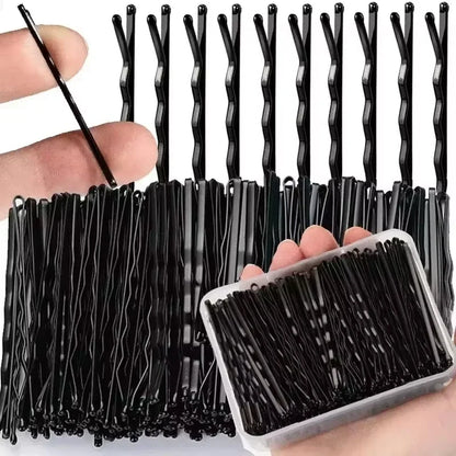 60/600pcs Black Straight Line Hair Clip U-shaped Needle Lady Hairpins Curly Wavy Grips Women Bobby Pins Styling Hair Accessories