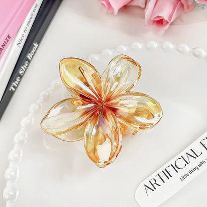 New Gradient Large Flower Acrylic Hair Clip for Women Sweet Hair Claws Crab Clamp Barrettes Hawaiian Headwear Accessories