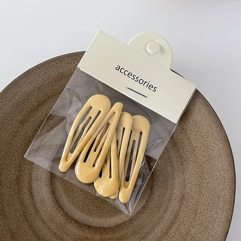 5Pcs/Set Waterdrop Shape Hair Clip Solid Color Bangs Clip Milk Coffee BB Hairpins Handmade Kids Girls Side Clip Hair Accessories