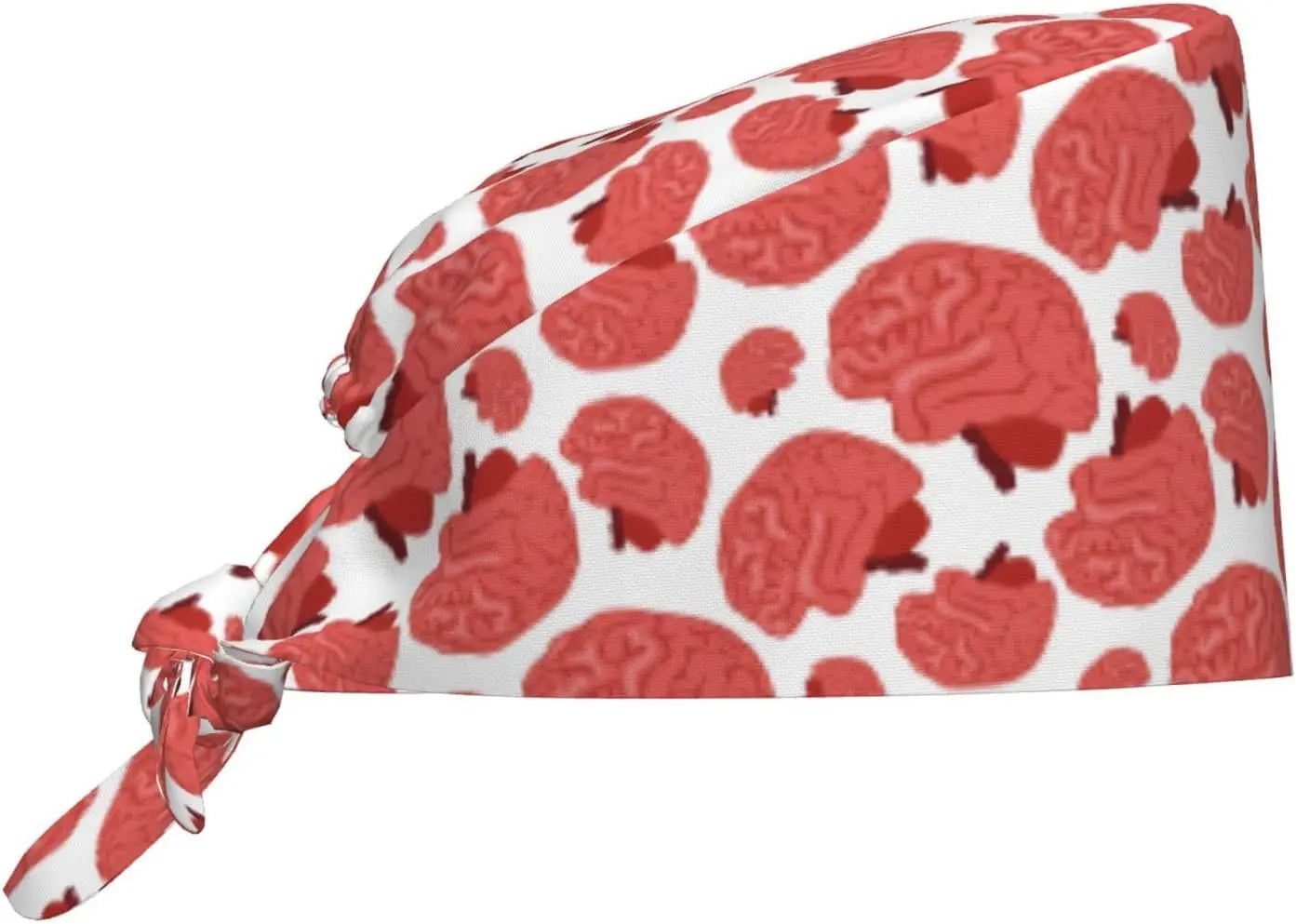 Japanese Wave Cherry Blossoms Working Cap Scrub Cap with Sweatband Adjustable Unisex Women Tie Back Hat Nurse  Caps