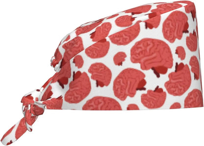 Japanese Wave Cherry Blossoms Working Cap Scrub Cap with Sweatband Adjustable Unisex Women Tie Back Hat Nurse  Caps